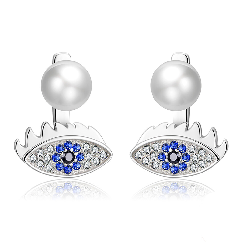 Evileye Earrings for Women Sterling Silver Blue Cz Pearl Ginger Lyne Collection