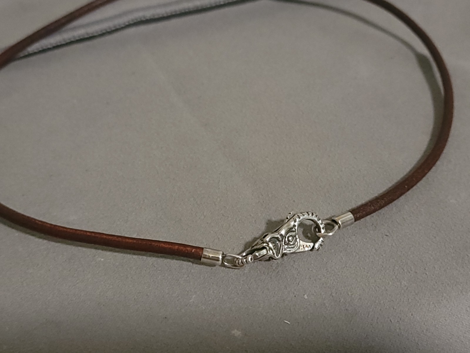 Trollbeads Elephant Lock Clasp LAA 925S Sterling Silver With Leather Necklace