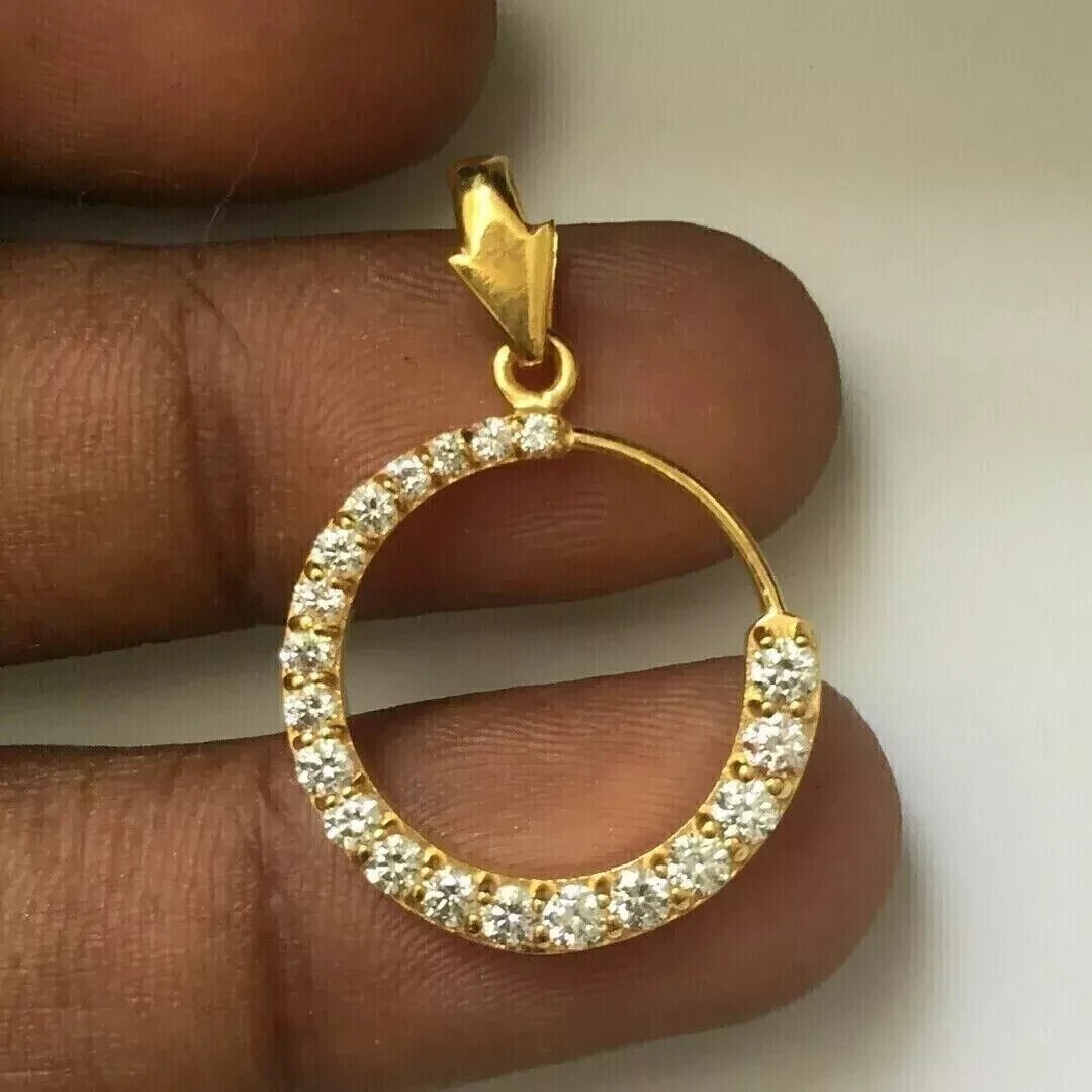 14k Yellow Gold Plated Women Beauty Pendant 2Ct Round Cut Simulated Diamond