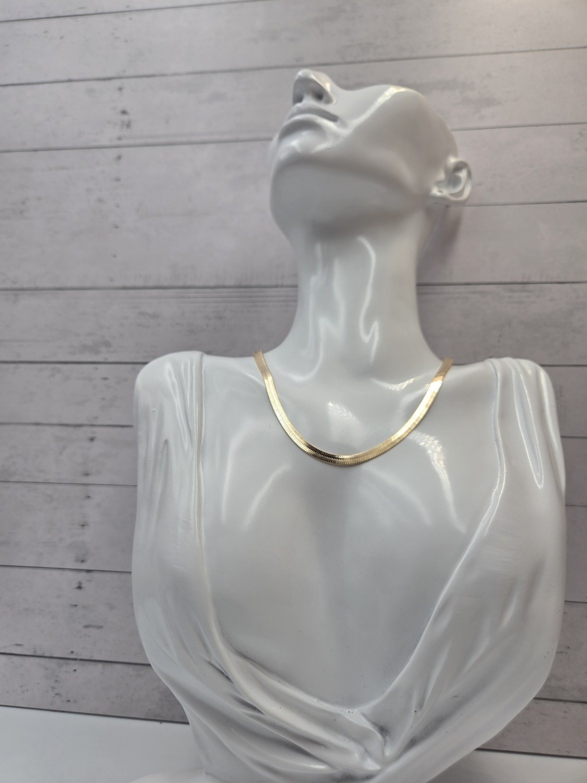 Gold Tone Herringbone Flat Snake Chain Necklace Adjustable Extender 331