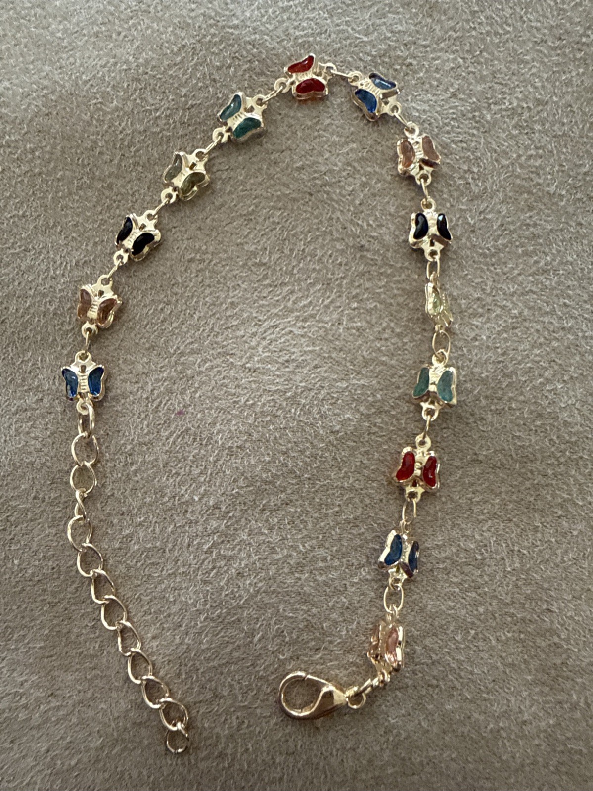 Multi-Colorful Design Stainless Steel With 14 Acrylic Butterflies Bracelet