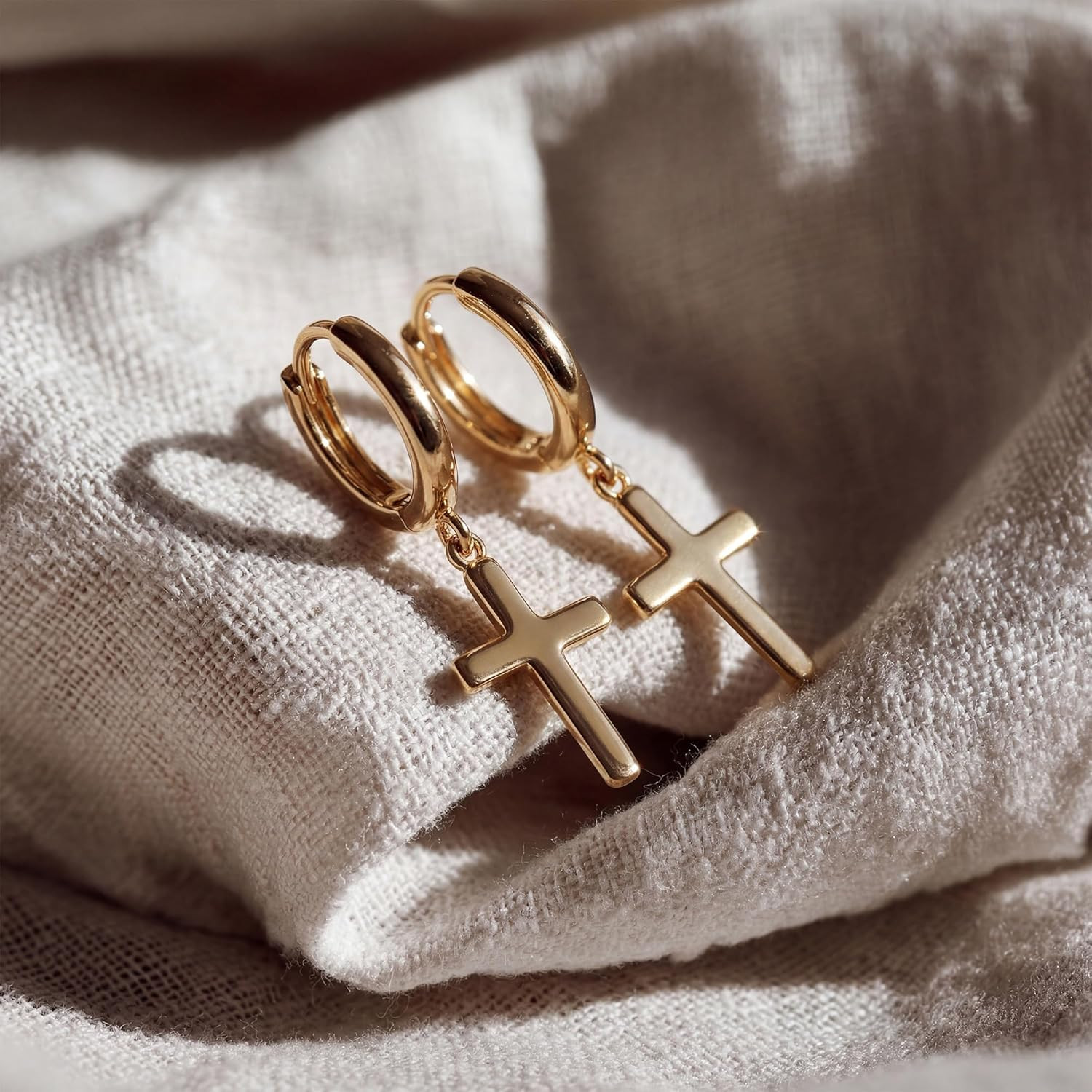 Women Earrings Gold Huggie Hoop Dangle Drop 14K Gold Plated Small Simple Hypoall