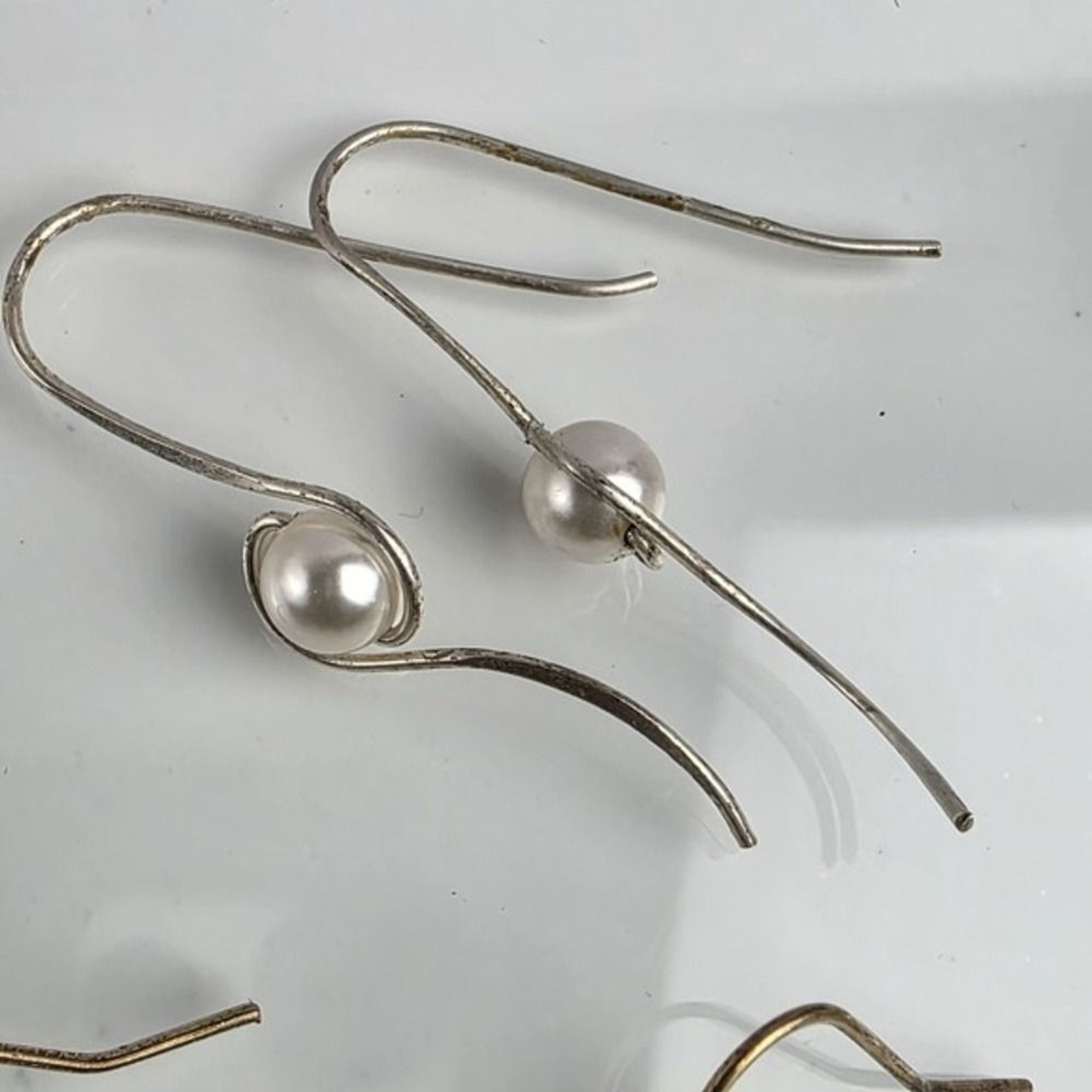 1 Pairs Earrings Dangle Long Silver Plated