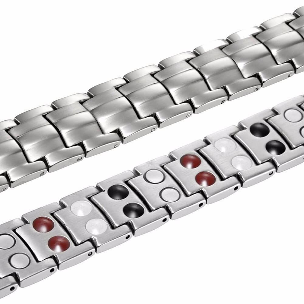 Silver Magnetic Bracelet Therapy Arthritis Pain Relief 4 Element Energy Stress