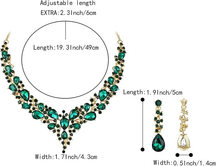 Collar y pendientes para novia, joya ideal para boda (Esmeralda Tono Dorado)