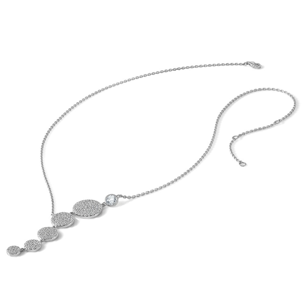 Sterling Silver Cubic Zirconia 178 Stone Circle Drop Necklace 16″ w/2in ext.