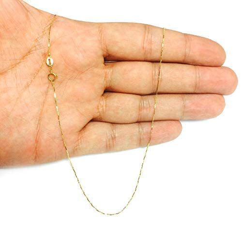 10k Real Solid Gold Mirror Box Chain Necklace, 0.6mm (18 Inches, Yellow Gold)