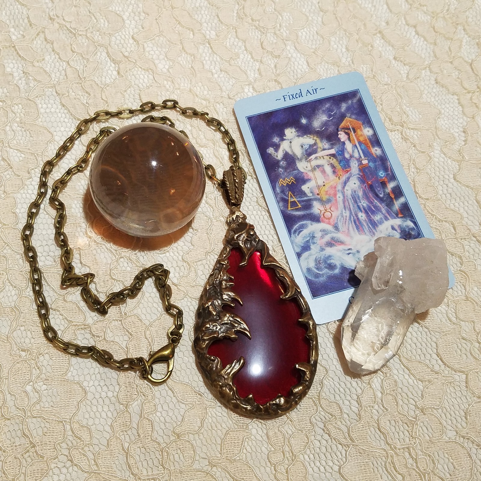 Love Witch Necklace: Red Teardrop Pendant, 1960s Style Jewelry
