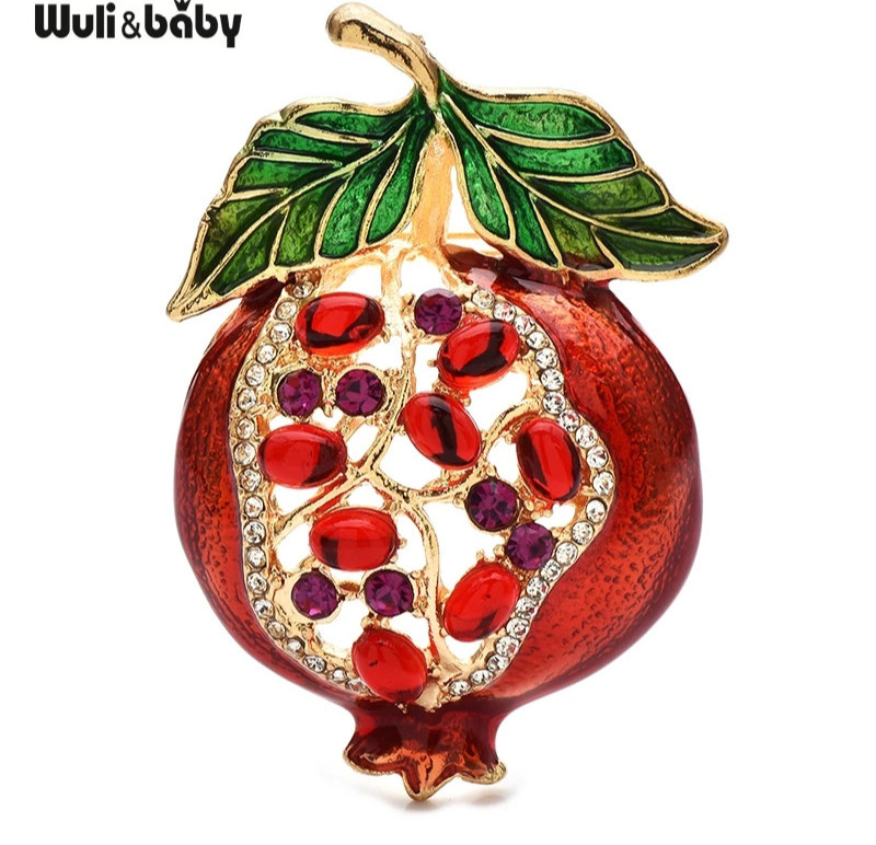 Luxury Pomegranate Brooch Crystal Pin Fall Thanksgiving Jewelry Gift for Women