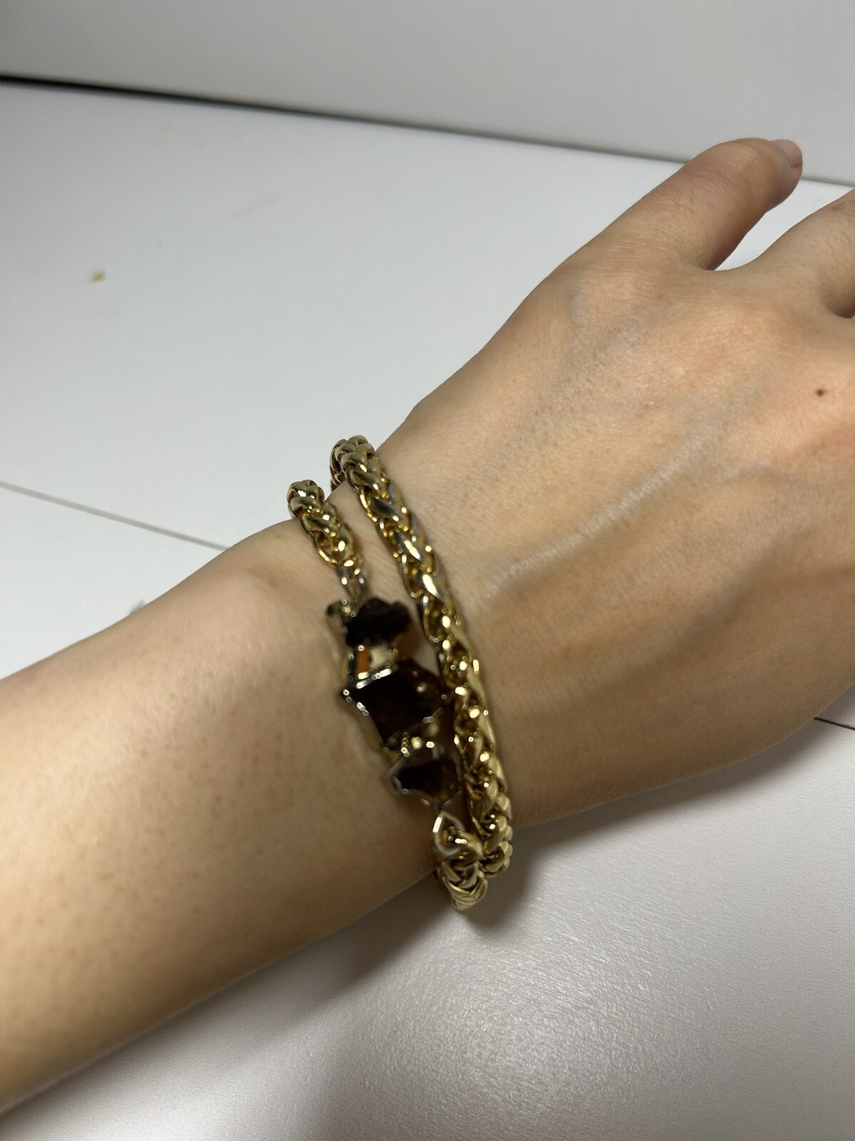 18k Gold Plated 925 Sterling Silver & Raw Citrine gems bracelet Italy Mia Fiore