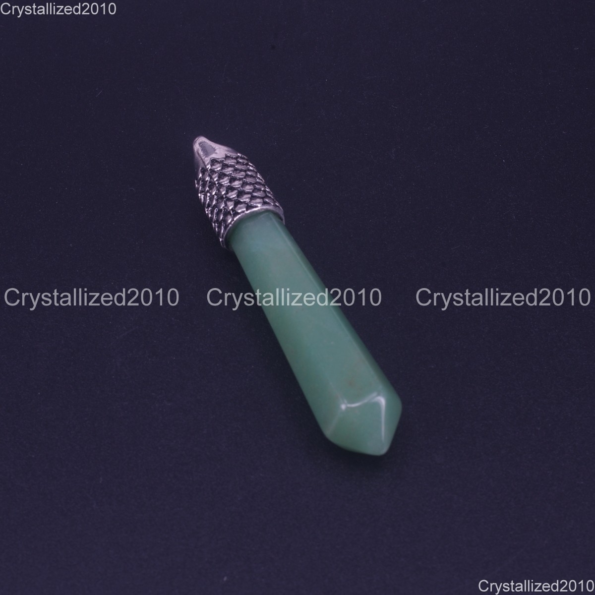 Natural Gemstones Hexagonal Chakra Healing Pendant Beads Tibetan Silver 12x60mm