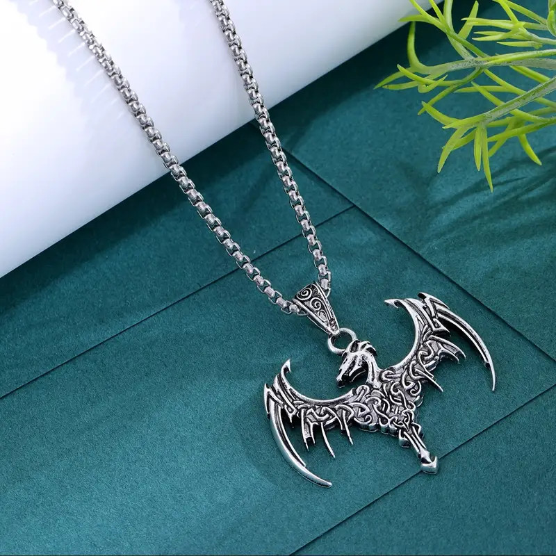 Dragon Celtic Knot Necklace Jewelry Vintage Silvery Magical Gothic Pendant