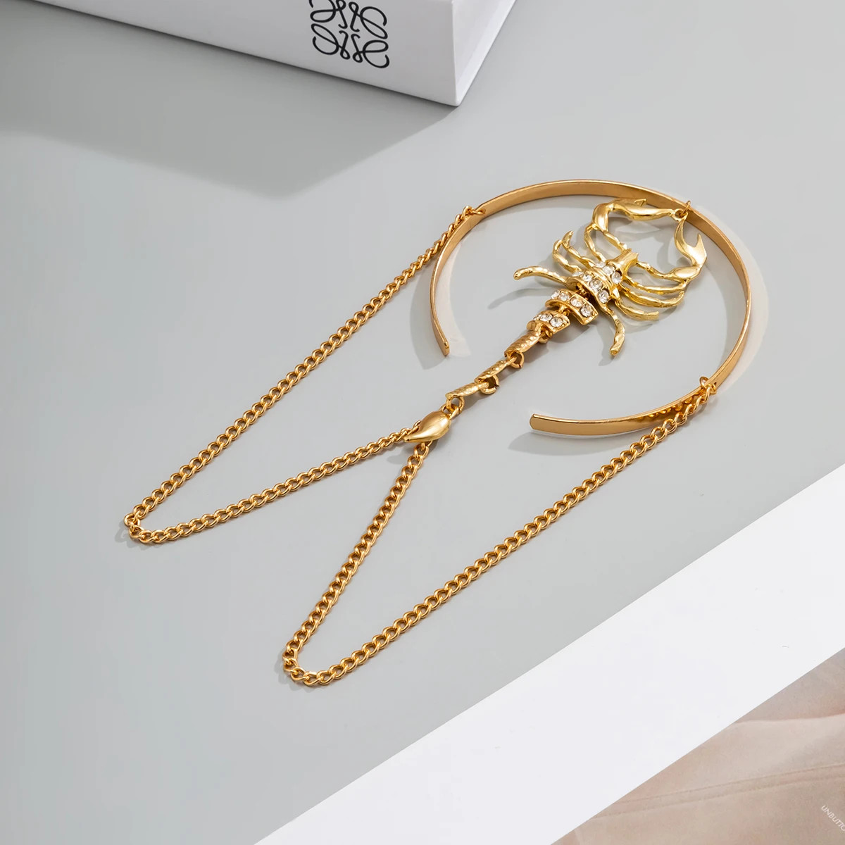 Gold Rhinestone Exaggerated Scorpion Bangle Vintage Punk Fashion Jewelry Women