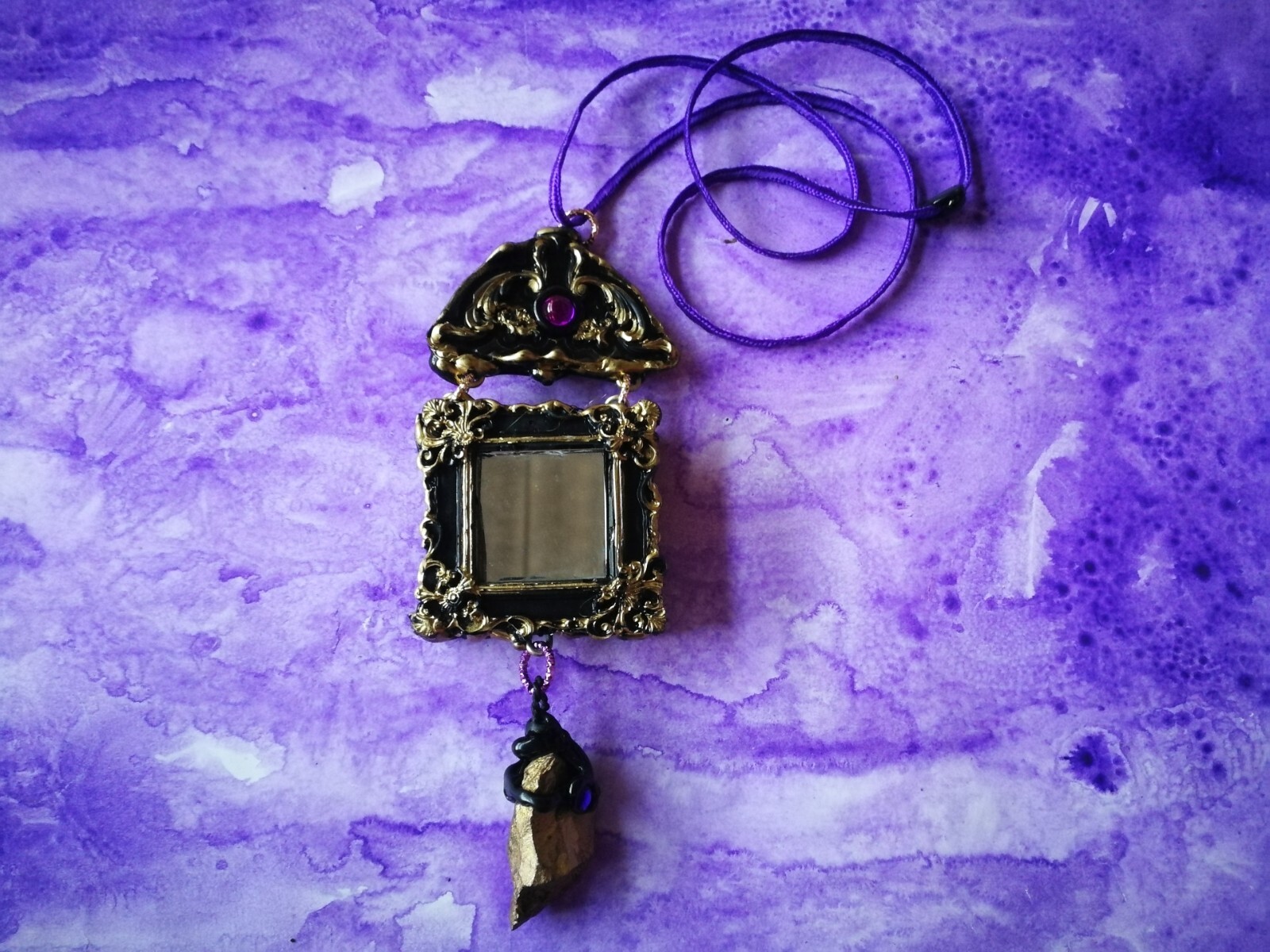 Jewelry Woman Fashion Necklace Pendant Victorian Gothic Black Mirror Goth Jewel