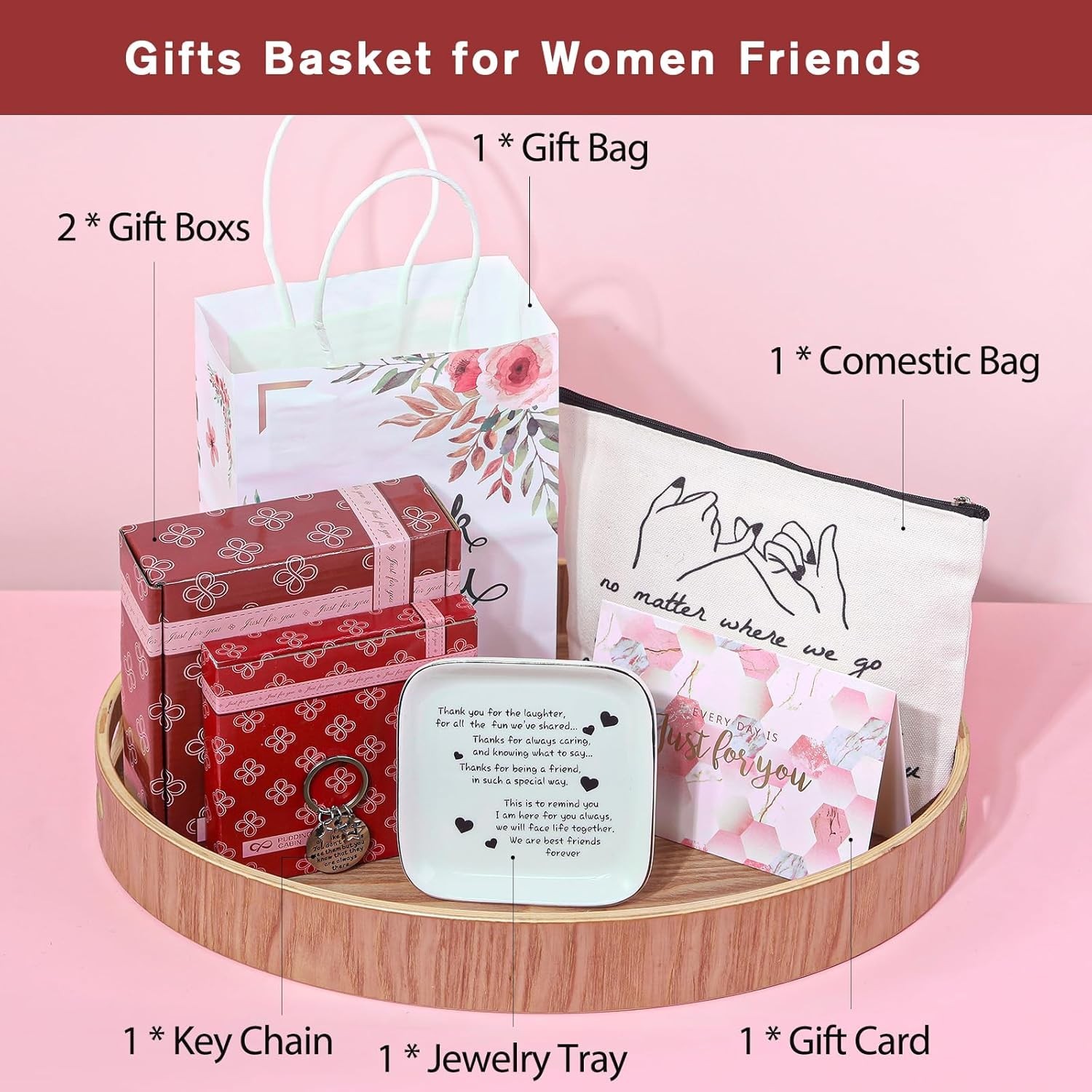 Unique Gift Ideas for Her: Luxury Basket with Ring Dish & Friendship Treasures