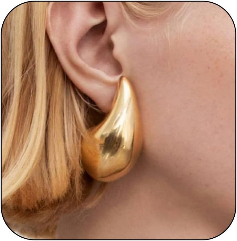 Extra Large Drop Earring Dupes Hypoallergenic Chunky Gold Hoop Earrings Lightwei