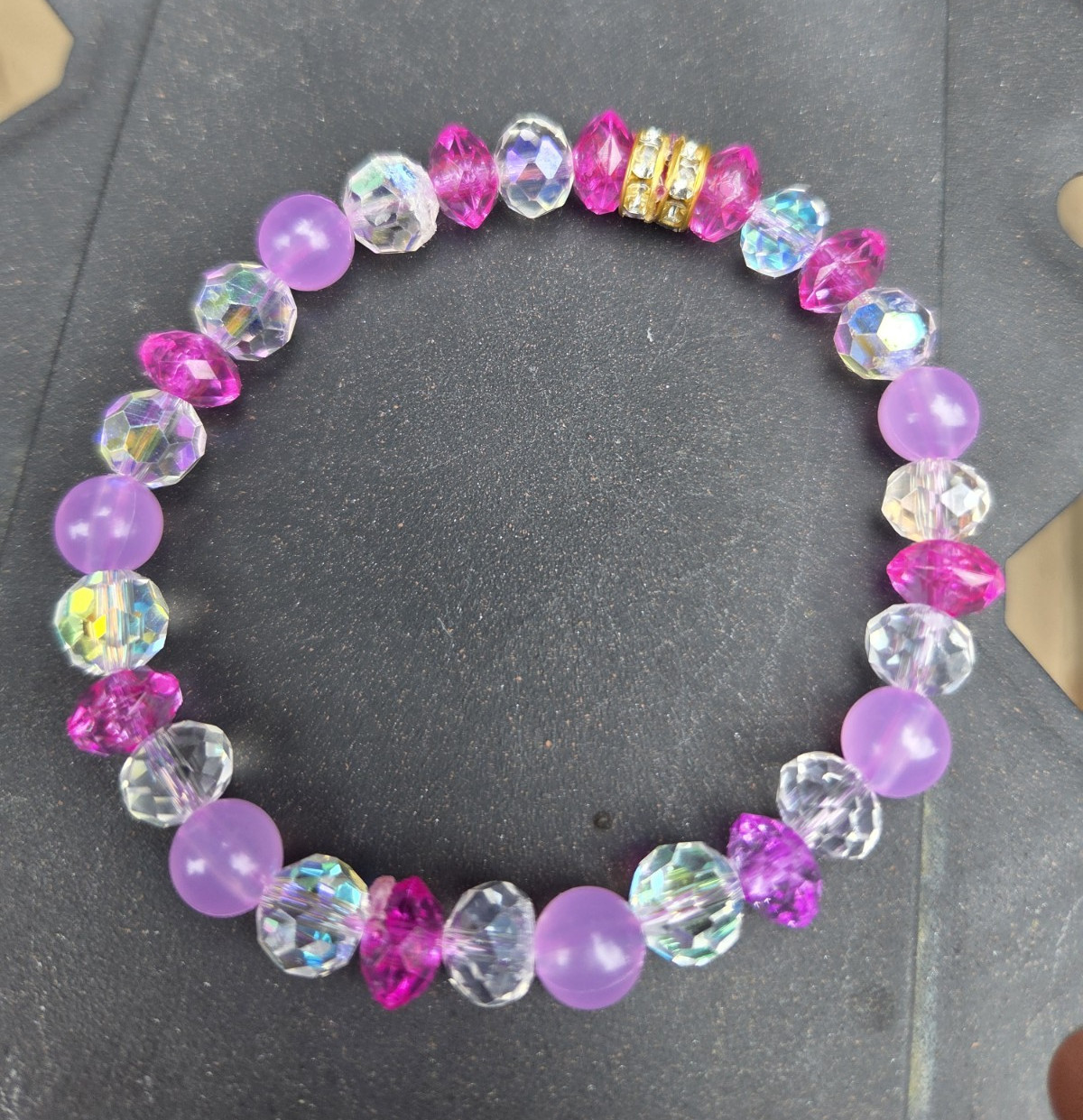 Multicolor Glass Round Bead Stretch Bracelet Slip-On Sizable