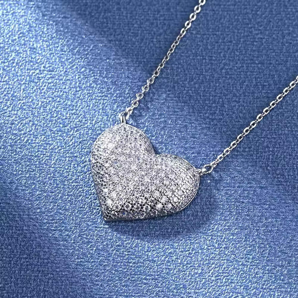 Samantha Heart Pendant Necklace w Cubic Zirconia, 19″ Chain, TV Show Inspired