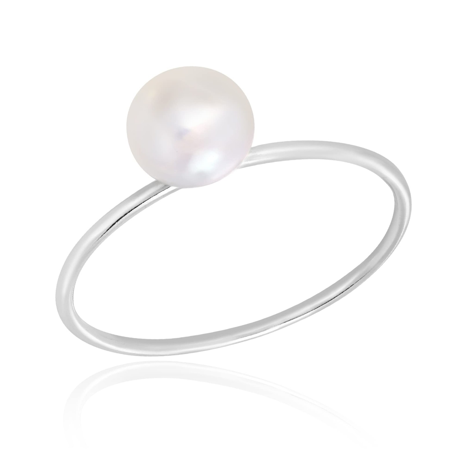 Minimalist Charming White Cultured Freshwater Pearl Solitaire Polished Band ….