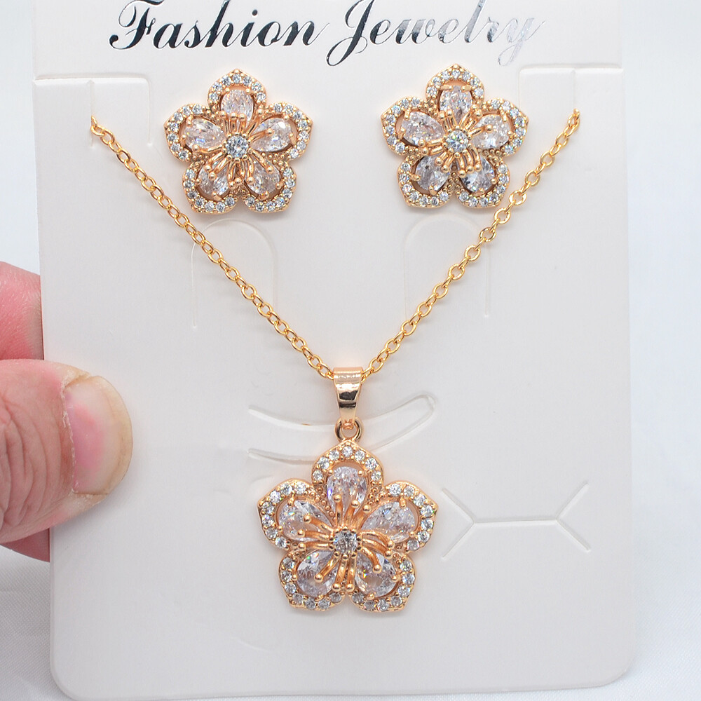 18K Gold Filled Multicolor Mystic Topaz Earrings & Pendant Flower Jewelry Set