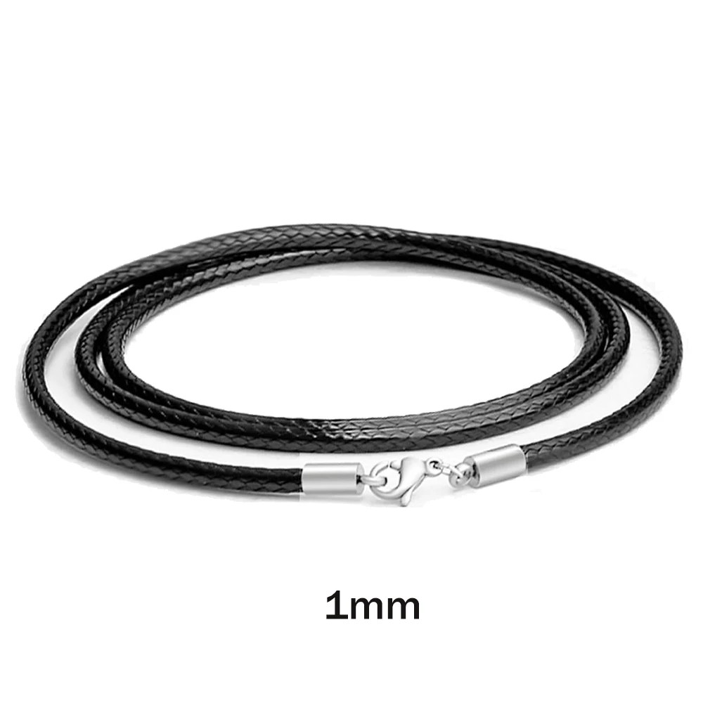 Braided Leather Chain Cord Necklace with Stainless Steel Clasp Waterproof