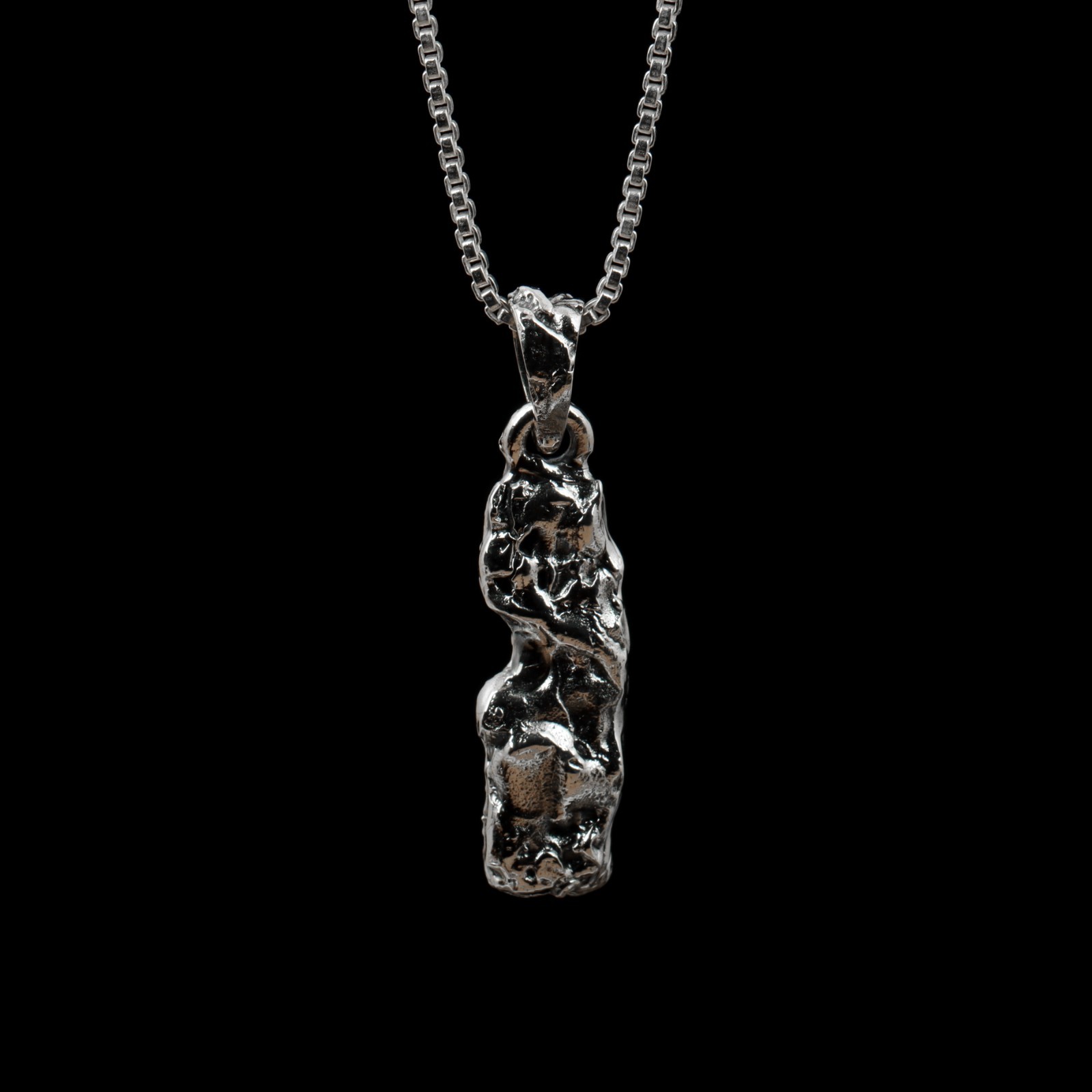 Brutalist Molten Lava Abstract Pendant in Oxidized 925 Sterling Silver Jewelry