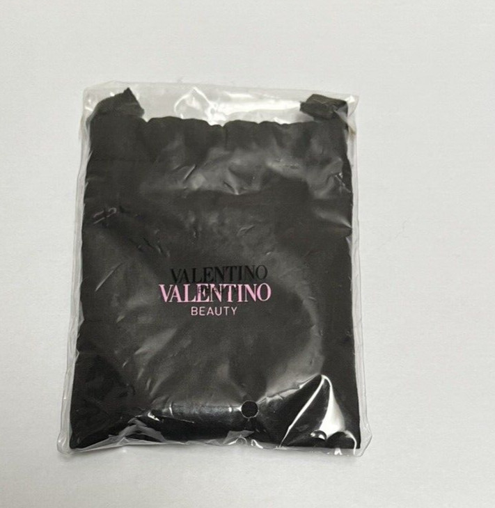 VALENTINO BEAUTY Black Pink Logo Silicone Studded Rubber Bracelet In Pouch NEW
