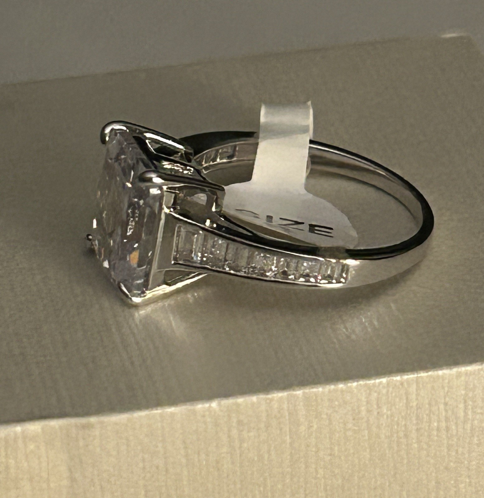 Giorgio di Vicenza Size 8 Sterling Silver Radiant Cut Ring NIB Gift, CZ 925