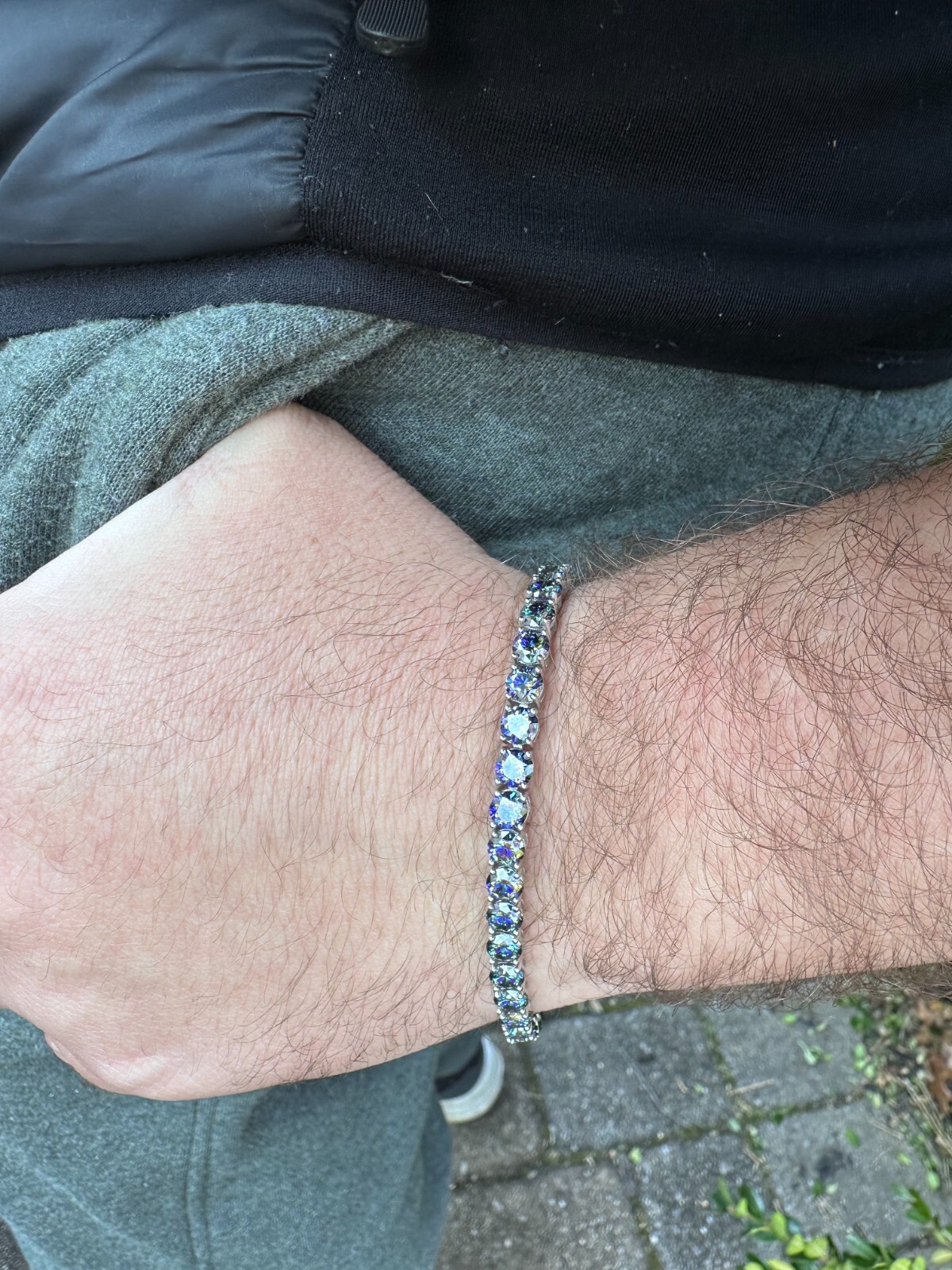 Real Iced Dark Blue MOISSANITE 5mm Tennis Bracelet 925 Silver Passes Tester GRA