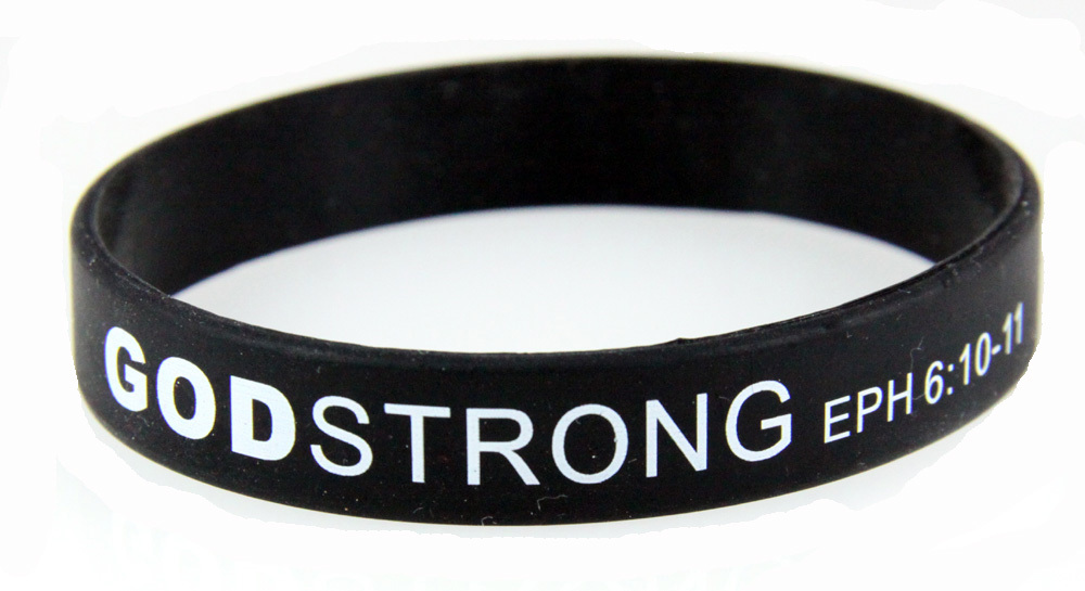 8030005 Set of 3 Adult Black Band White Print Godstrong Silicone God Strong Eph