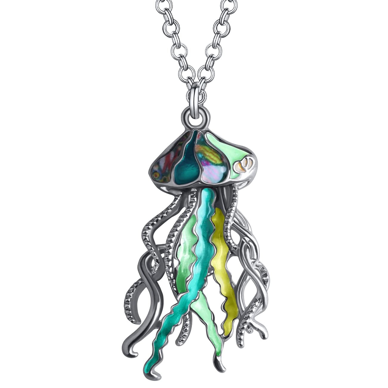 Enamel Tentacle Octopus Necklace Ocean Animals Pendant for Women Charms Ocean…