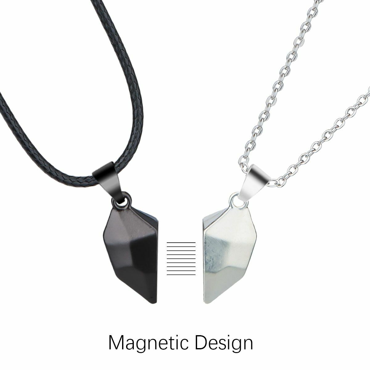 2pcs Magnetic Couple Necklace Heart Friendship Matching Pendant Jewelry Set Gift