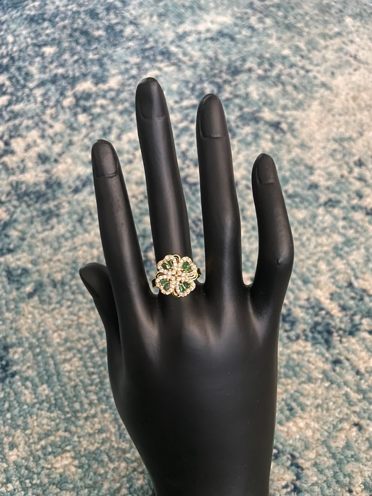 Four Leaf Clover Adjustable Opening Fidget Ring Anxiety Crystal *Spinning Ring*