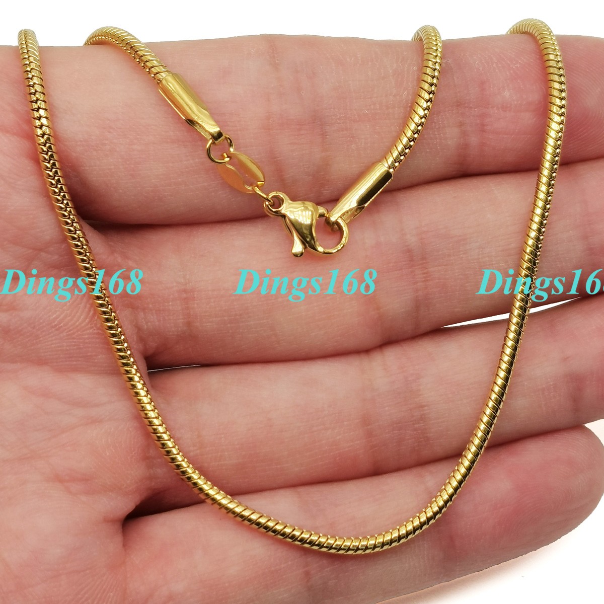 Real 18K Yellow Gold Filled Tarnish-Resistant 34 inch 1.2mm Snake Chain Necklace