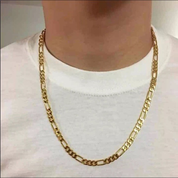 Genuine 18K Yellow Gold Filled 26″ 4 mm Wide Italian Figaro Chain Necklace G139G