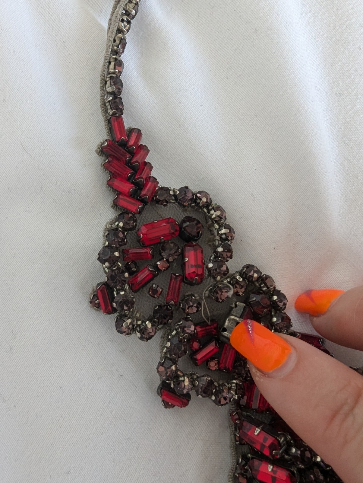 Valentino Red Crystal Bib Statement Necklace