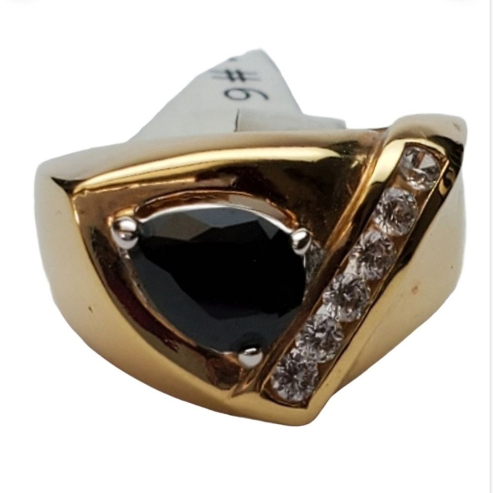 Yellow gold plated black cocktail ring sizes 12*