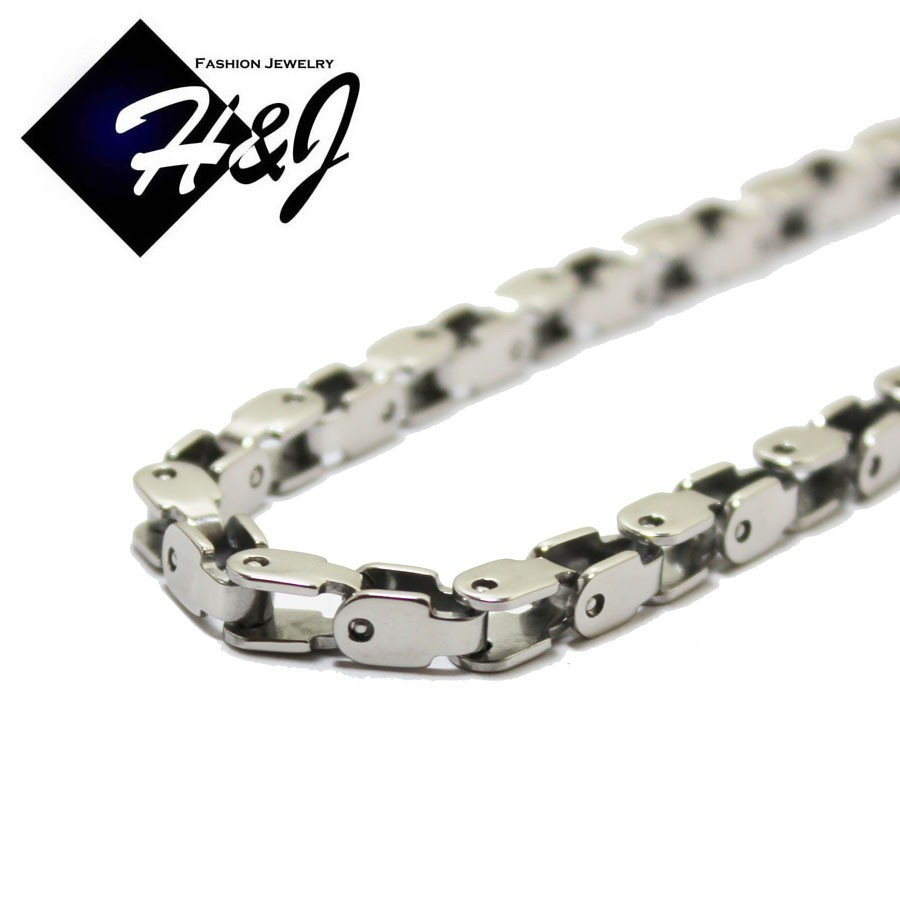 24″MEN’s Stainless Steel 5mm Silver Box Bike Chain Necklace Cross Pendant*SJ