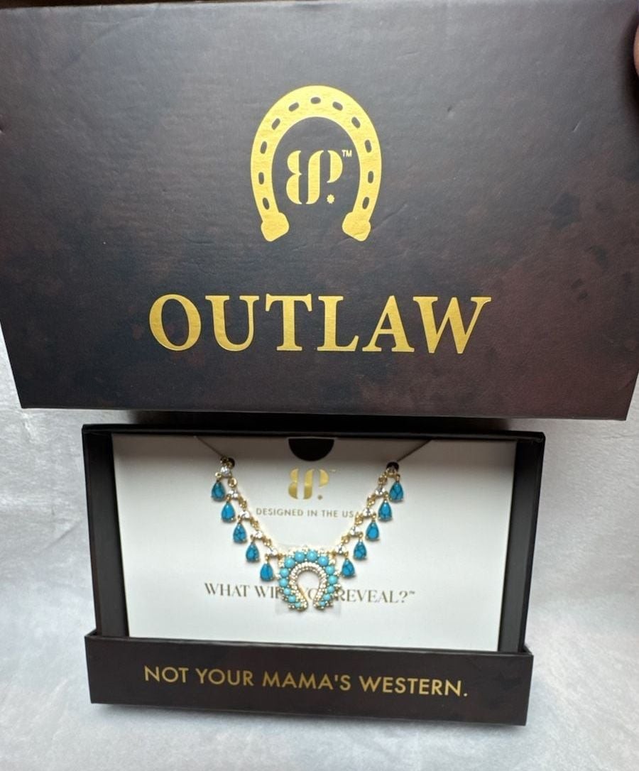BP Outlaw-Quietly Dangerous. Turquoise Magnesite & Clear CZ on Gold