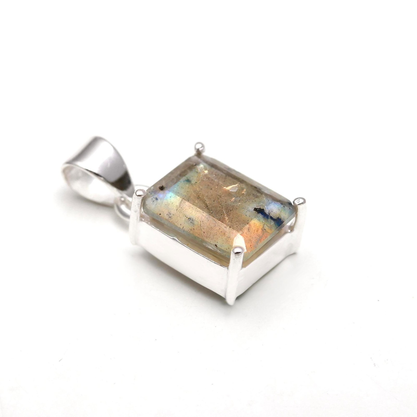 Natural Labradorite Octagon Pendant 925Sterling silver handmade Jewelry For Gift