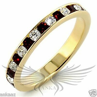 Brilliant Round Cut Top Grade Crystals Yellow Gold Plated Eternity Band Loa507