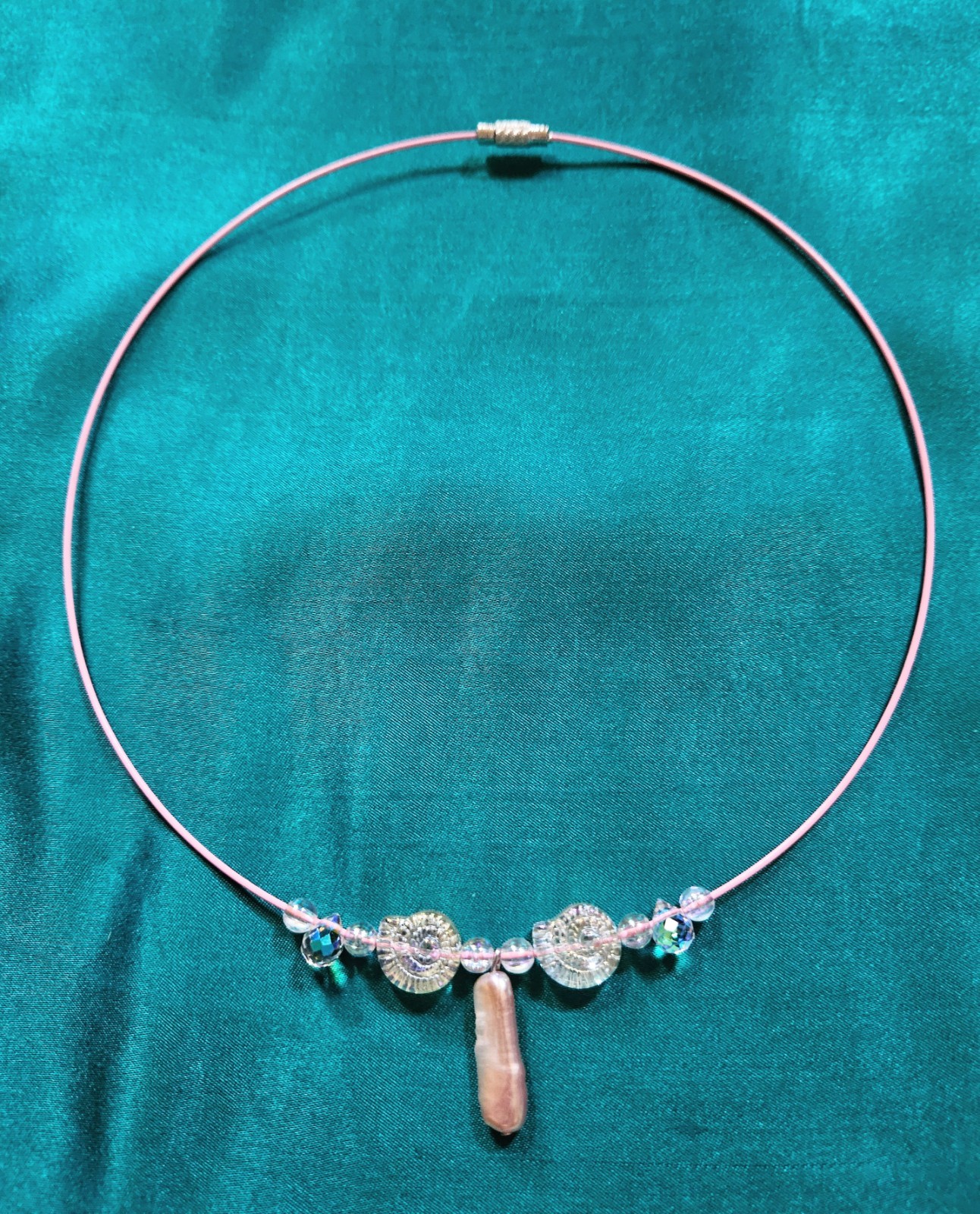 BigTimeRockShow Sea Treasure Real Biwa Pearl, Iridescent Glass Nautilus,Crystals