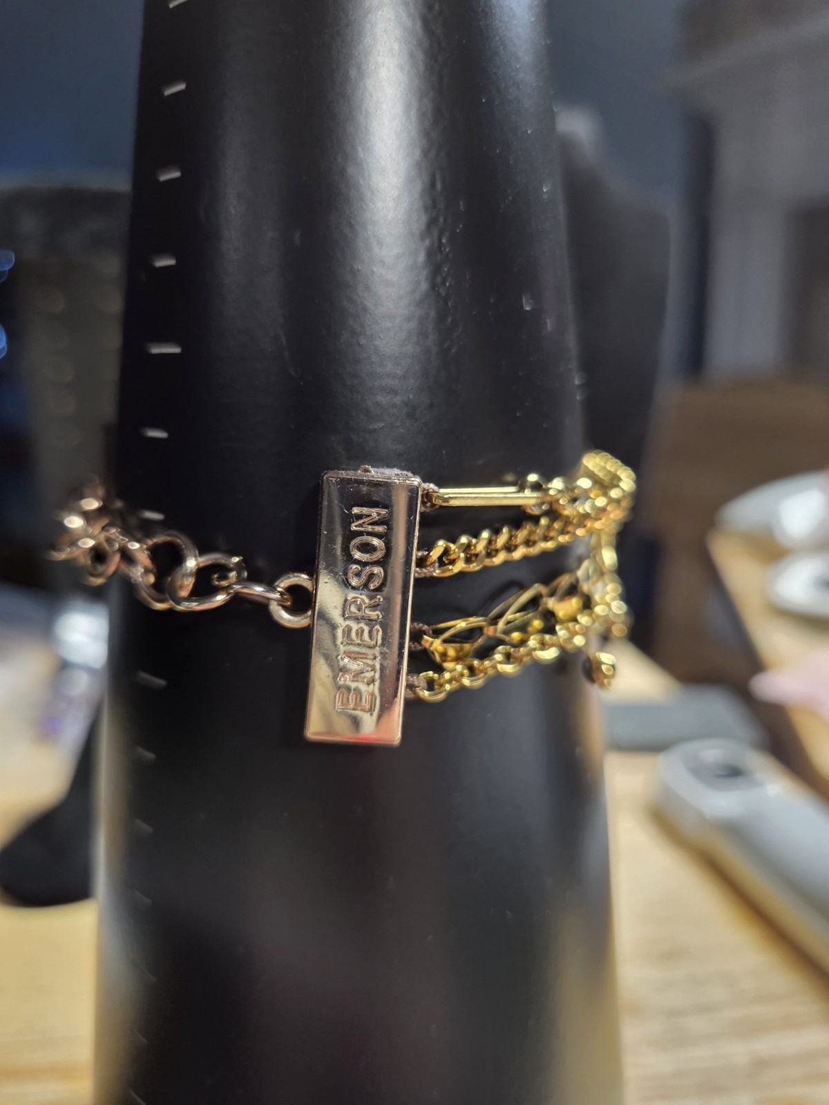 Victoria Emerson 4 Strand Gold Tone Bracelet 7.75″ Hearts Layered Chain Boho