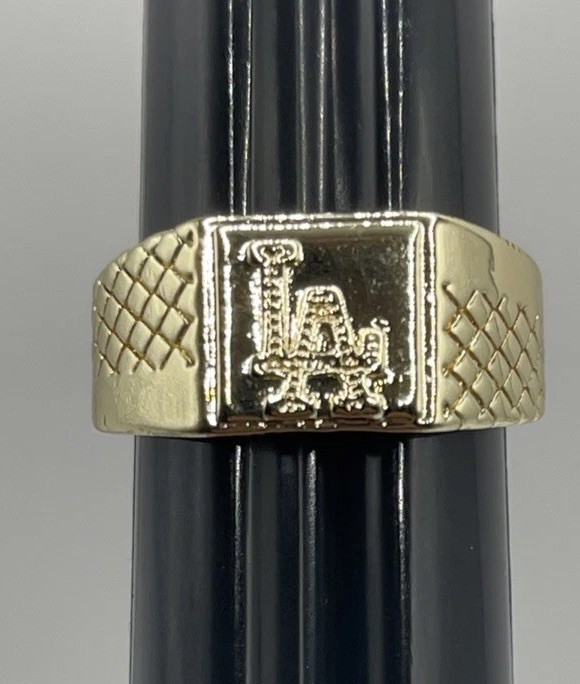 14k Gold Plated Dodgers Los Angeles City Louisiana State LA Ring Size 10.75