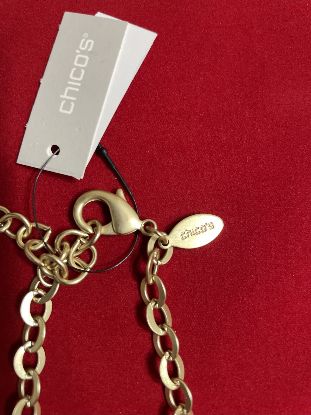 CHICOS Gold Tone Chain Necklace Varied Charms Heart 34″ Long New
