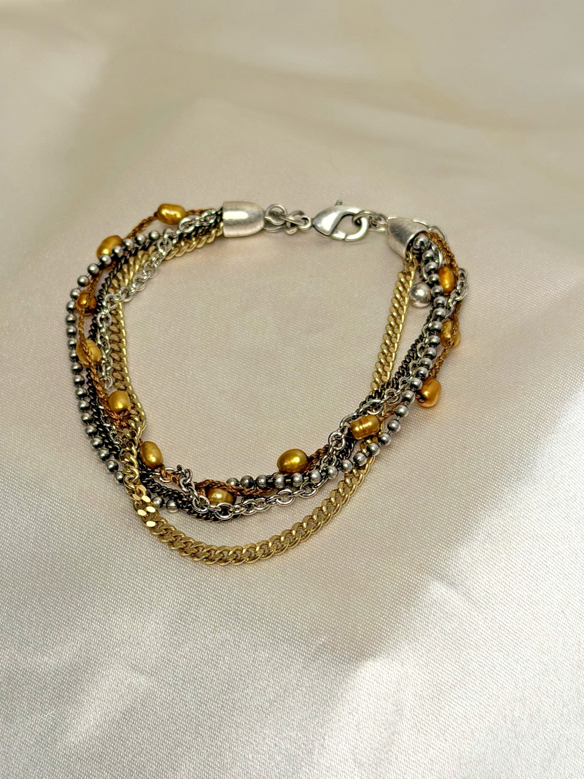 Vintage Premier Designs Mixed Metal Multi-Strand Bracelet – 7”–8.5” Adjustable