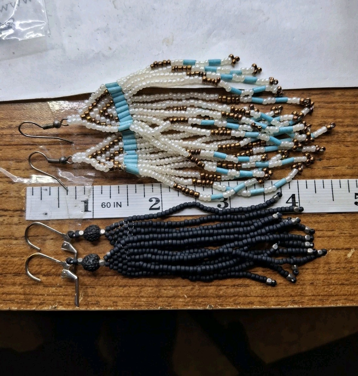 Two Pair Handbeaded Small Bead Dangle Hook Earrings