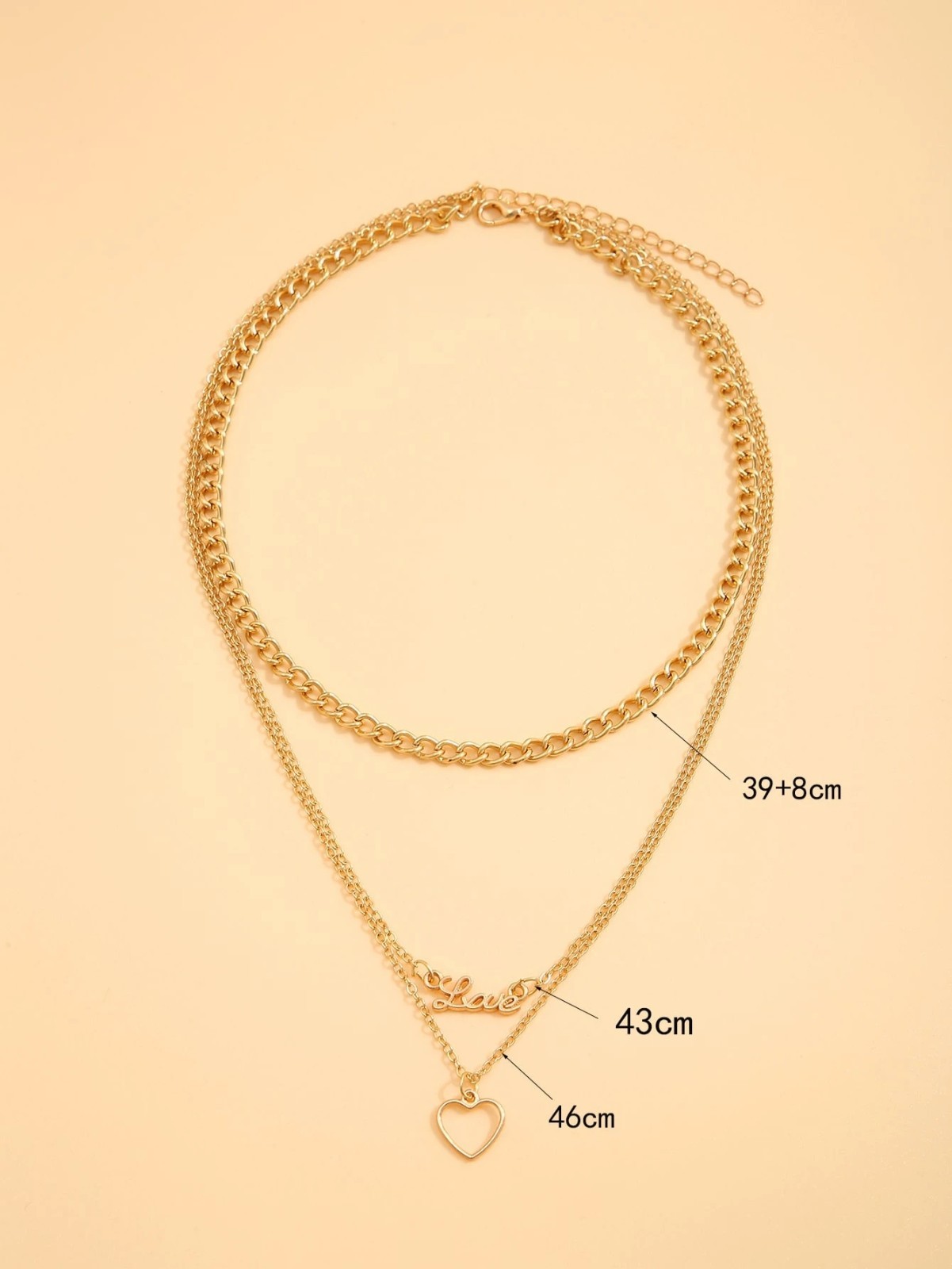 Layered Heart Necklace Set Women 3 Layer Choker Chain Pendant Jewelry Gift USA