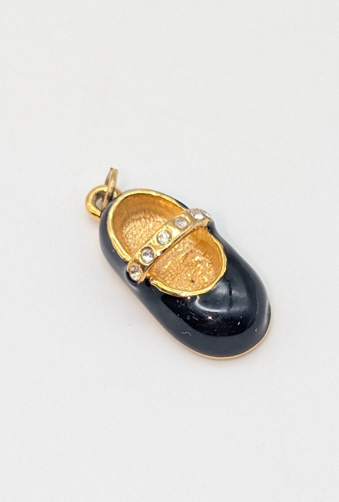 Roman Inc 1″ Charm Itty Bitty Baby Black Mary Jane Shoe Rhinestone Jewelry *Read