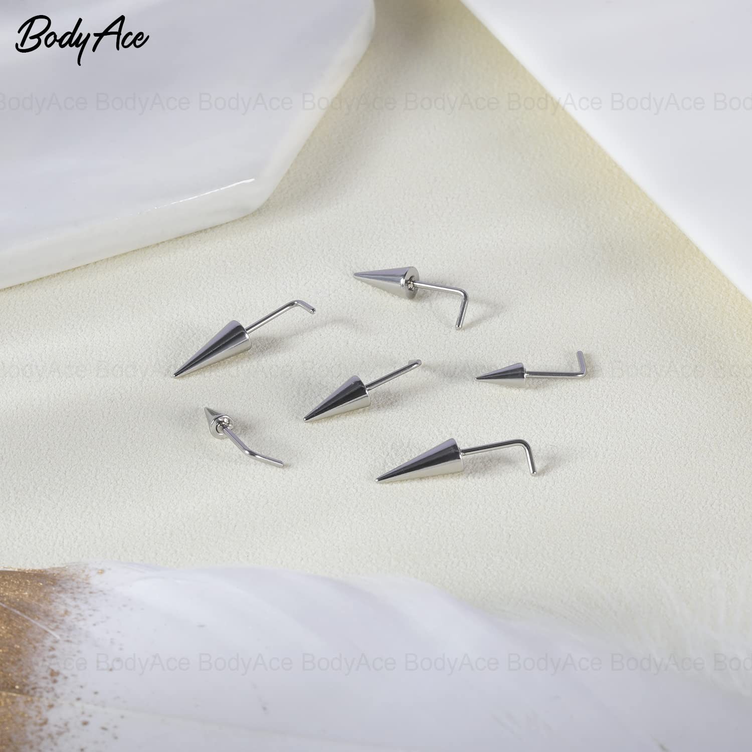 20G Spike Nose Studs Rings, Stainless Steel Spike Nostril Ring Stud, Black Ro…